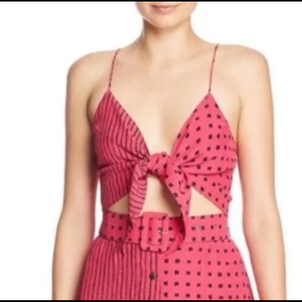 SWF crop top  - jet pink tie front